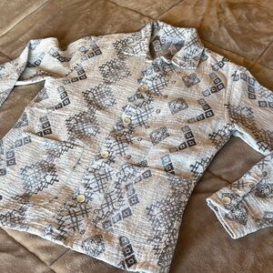 Zara Men's Casual Button Down Shirt in Gray, Blue and Cream